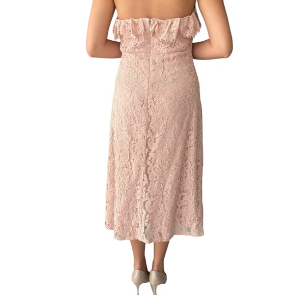 Nanette Lepore Blush Laced Ruffled Cotton Backless Cocktail Midi Dress Women’s 4 - Picture 13 of 16